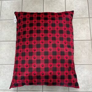 New XL Pet Pillow red and black plaid paw prints 30” x 38” nice and soft
